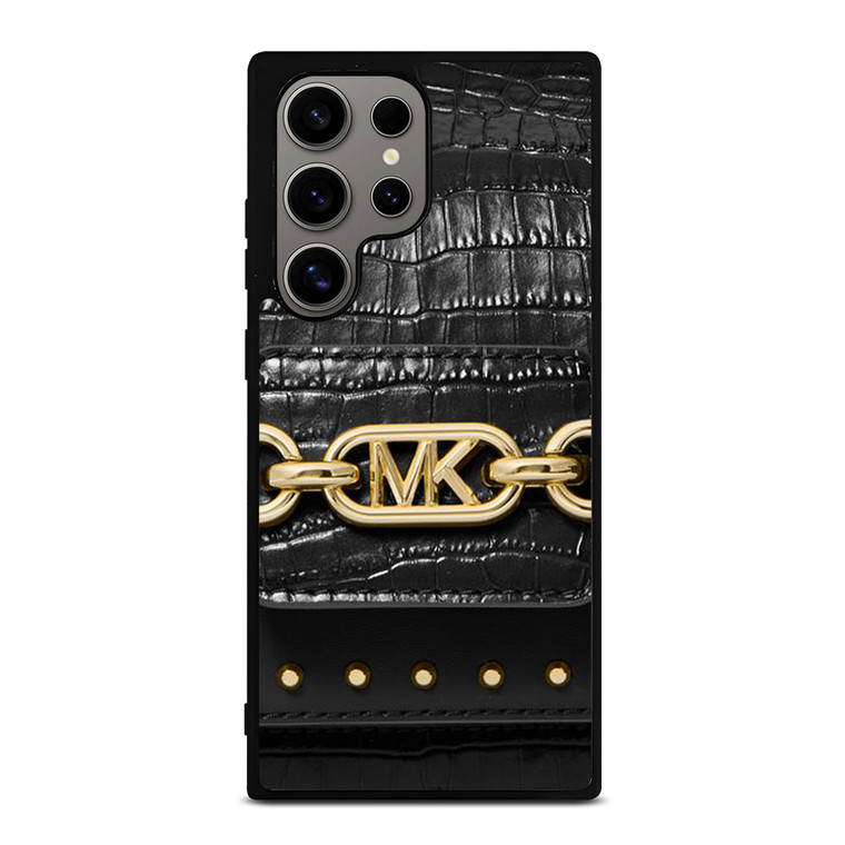 MICHAEL KORS MK LOGO BLACK LEATHER HAND BAG Samsung Galaxy S24 Ultra Case Cover