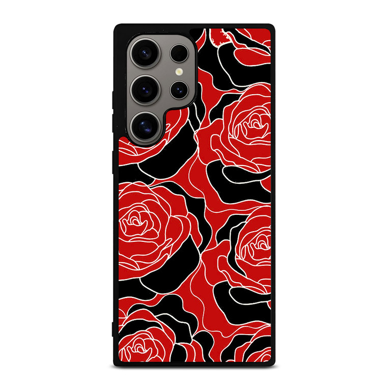 ROSE RED AND BLACK PATTERN Samsung Galaxy S24 Ultra Case Cover ROSE RED AND BLACK PATTERN Samsung Galaxy S24 Ultra Case Cover