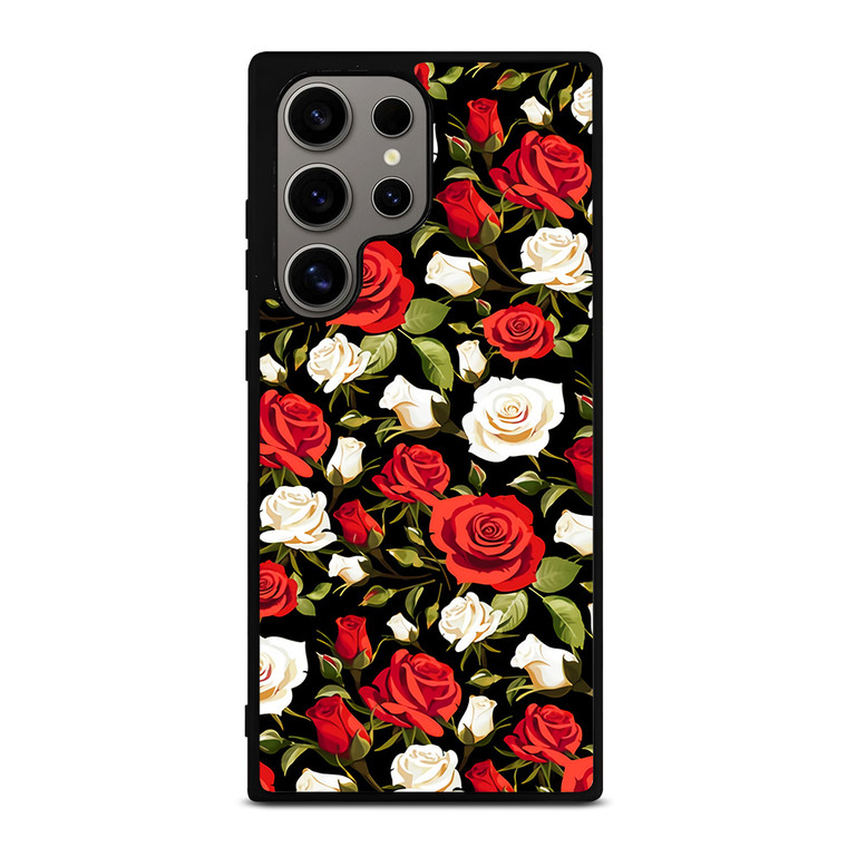 SEAMLESS RED WHITE ROSE PATTERN Samsung Galaxy S24 Ultra Case Cover SEAMLESS RED WHITE ROSE PATTERN Samsung Galaxy S24 Ultra Case Cover