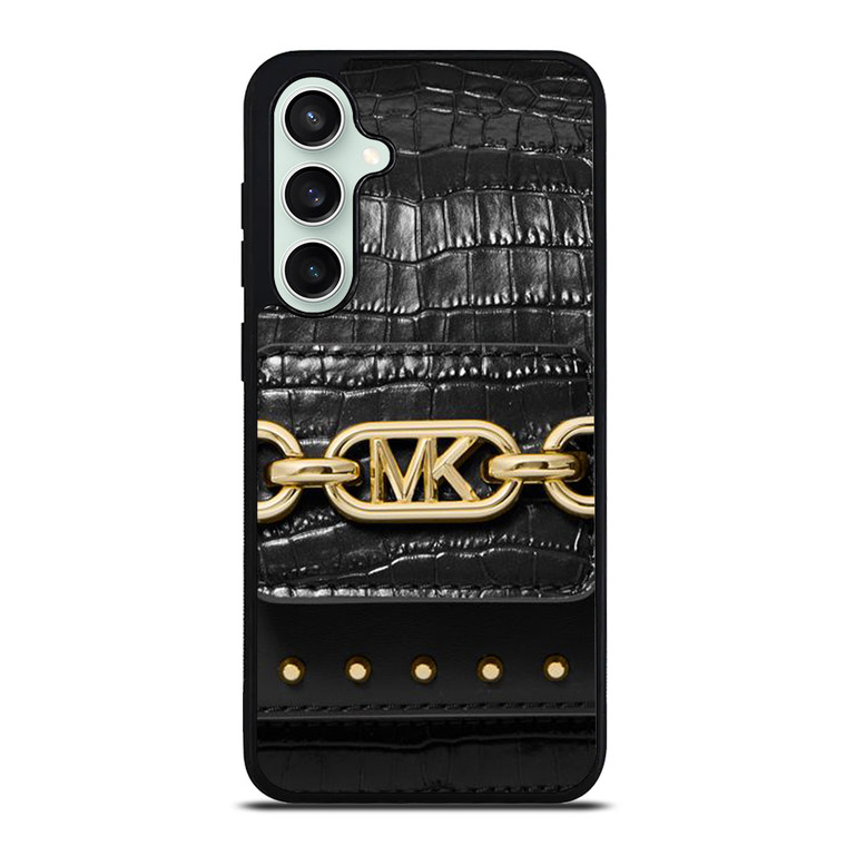 MICHAEL KORS MK LOGO BLACK LEATHER HAND BAG Samsung Galaxy S23 FE Case Cover