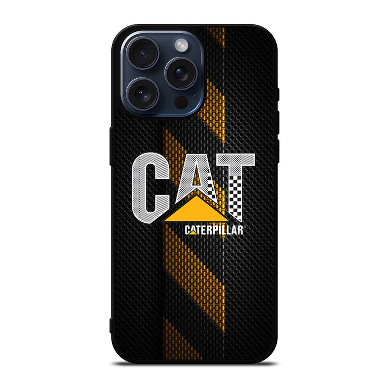 CATERPILLAR TRACTOR LOGO YELLOW METAL TRIPE iPhone 15 Pro Max Case Cover