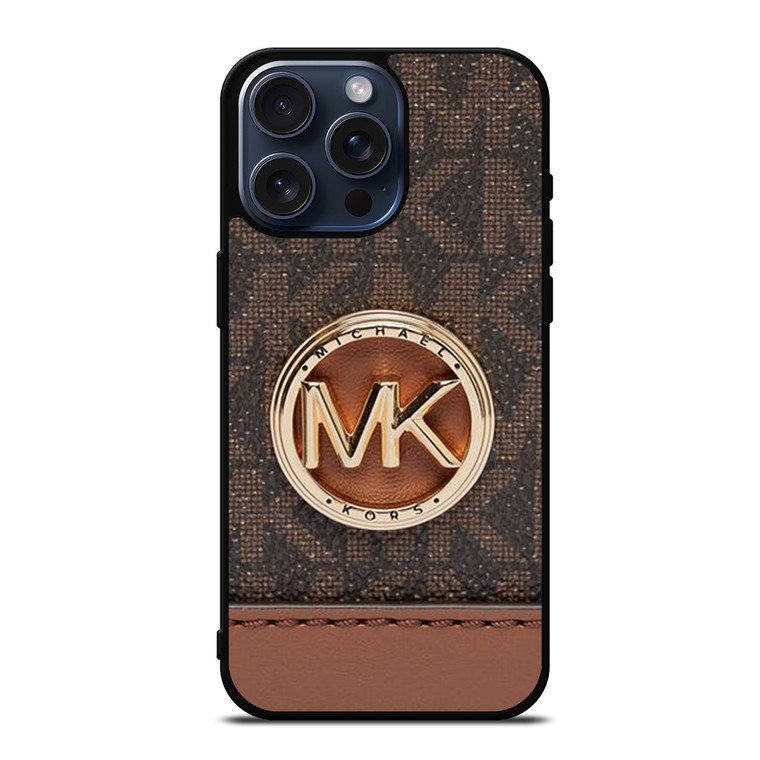 MICHAEL KORS LOGO MK WALLET BROWN iPhone 15 Pro Max Case Cover