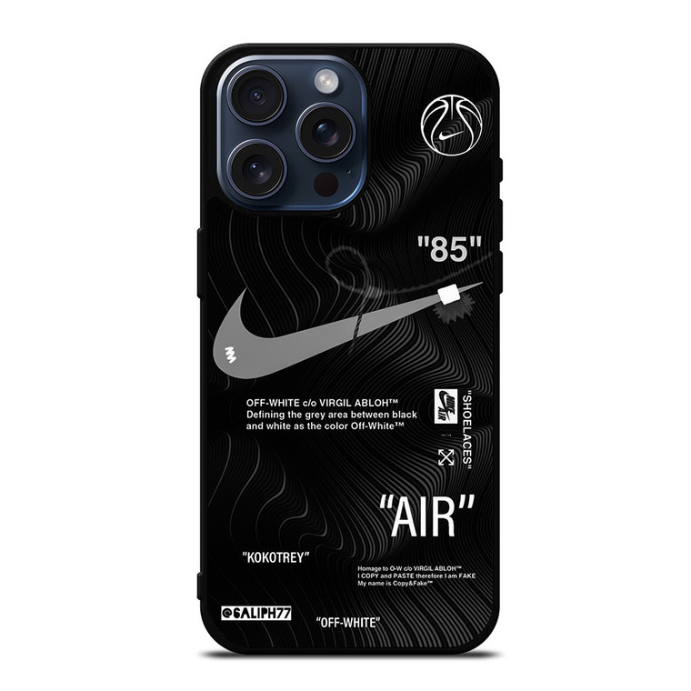 OFF-WHITE NIKE AIR JORDAN BLACK iPhone 15 Pro Max Case Cover
