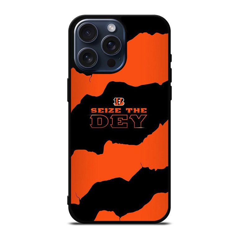 SEIZE THE DEY CINCINNATI BENGALS LOGO FOOTBALL TEAM iPhone 15 Pro Max Case Cover