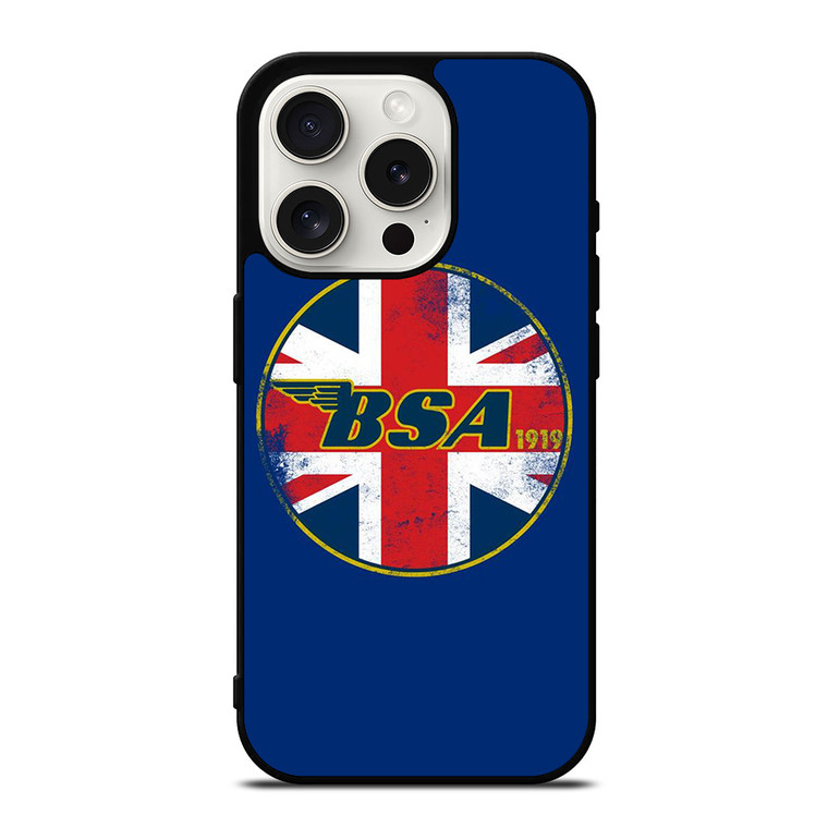 BSA MOTORCYCLE LOGO 1919 UNION JACK iPhone 15 Pro Case Cover