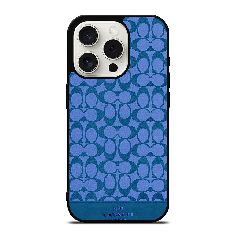 COACH NEW YORK LOGO PATTERN BLUE EMBLEM iPhone 15 Pro Case Cover