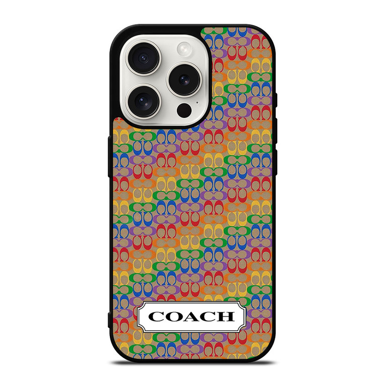 COACH NEW YORK LOGO PATTERN COLORFULI CONS iPhone 15 Pro Case Cover
