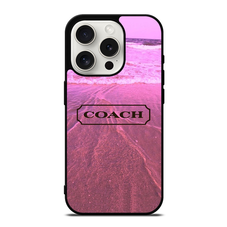 COACH NEW YORK LOGO PINK BEACH iPhone 15 Pro Case Cover