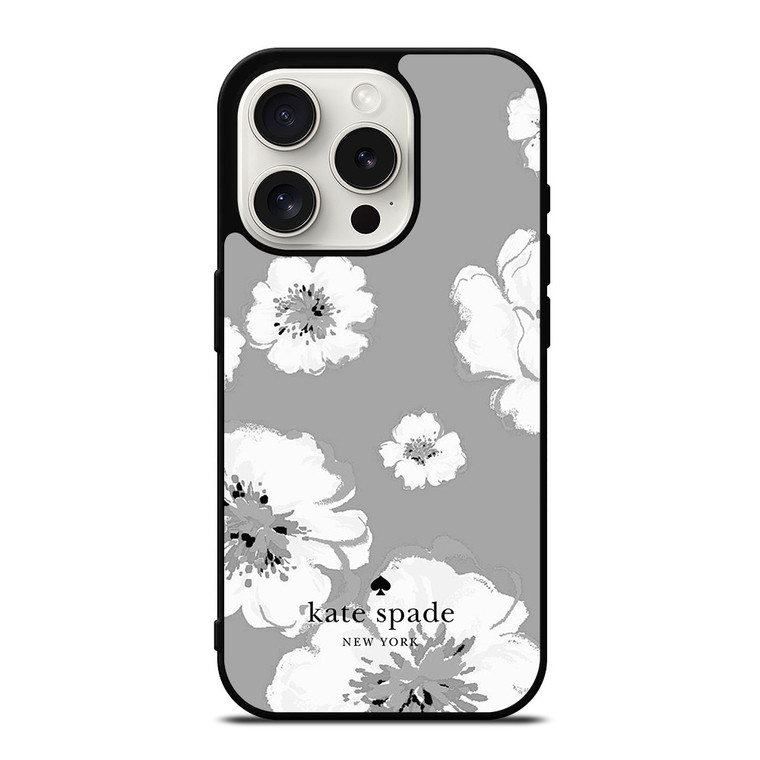 KATE SPADE NEW YORK LOGO FLORAL GRAY iPhone 15 Pro Case Cover