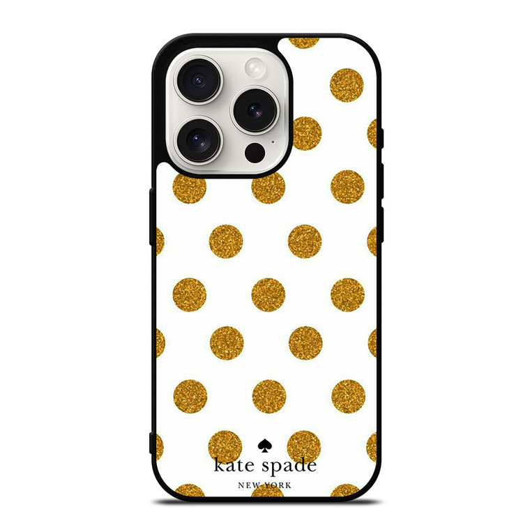 KATE SPADE NEW YORK LOGO GOLDEN POLKADOTS iPhone 15 Pro Case Cover