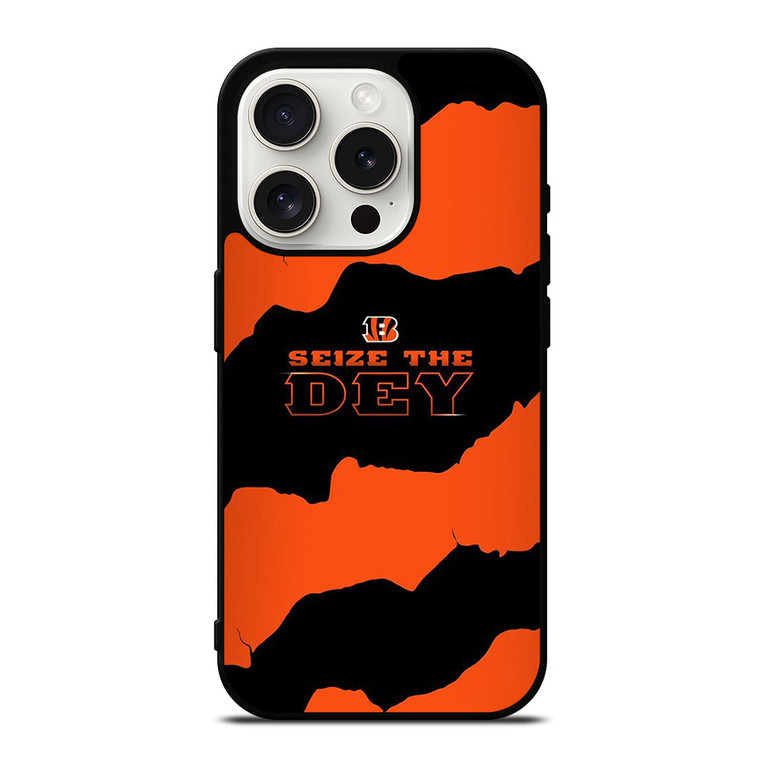 SEIZE THE DEY CINCINNATI BENGALS LOGO FOOTBALL TEAM iPhone 15 Pro Case Cover