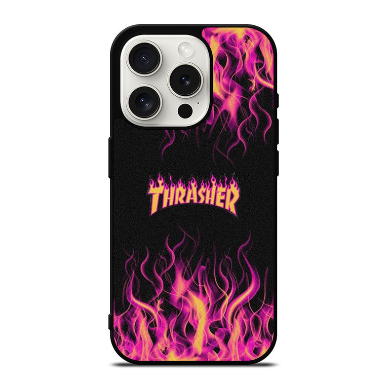 THRASHER FLAME SKATEBOARD MAGAZINE iPhone 15 Pro Case Cover