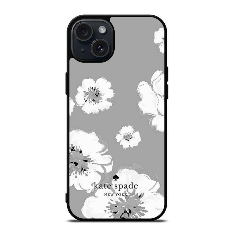 KATE SPADE NEW YORK LOGO FLORAL GRAY iPhone 15 Plus Case Cover