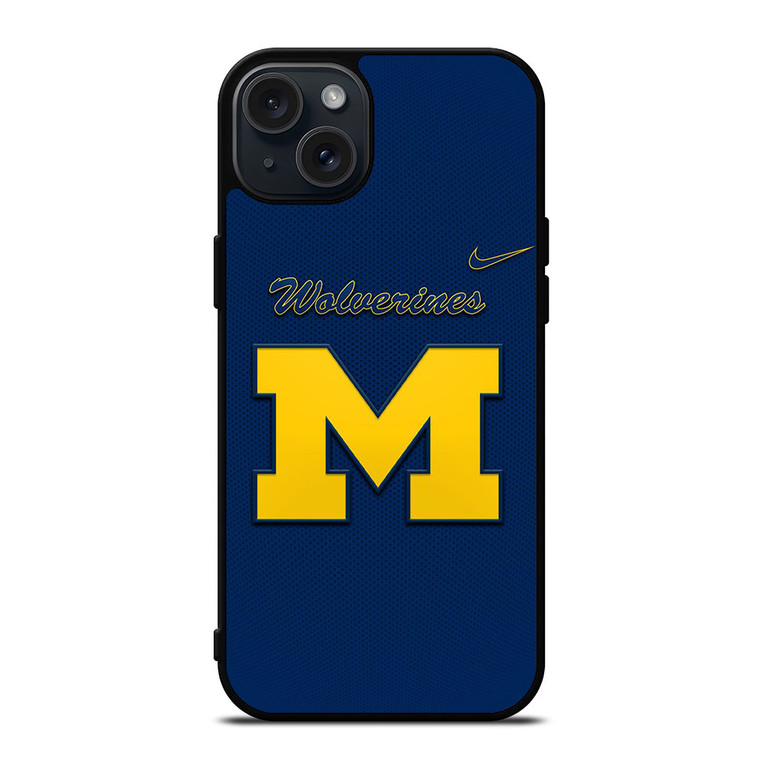 MICHIGAN WOLVERINES LOGO NIKE UNIVERSITY FOOTBALL iPhone 15 Plus Case Cover