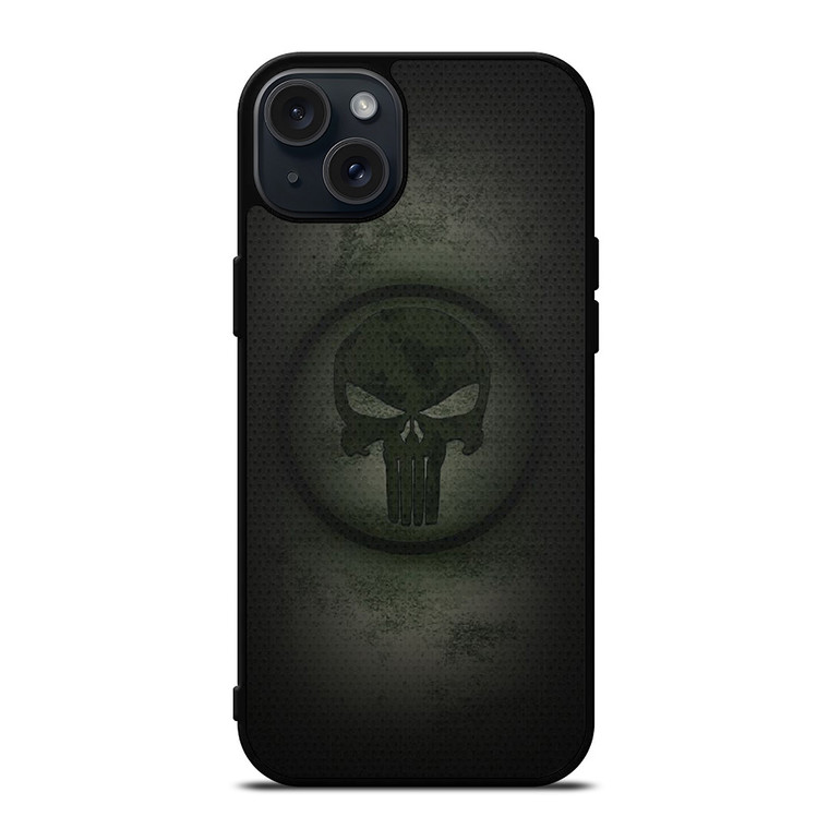 PUNISHER LOGO METAL CARBON iPhone 15 Plus Case Cover