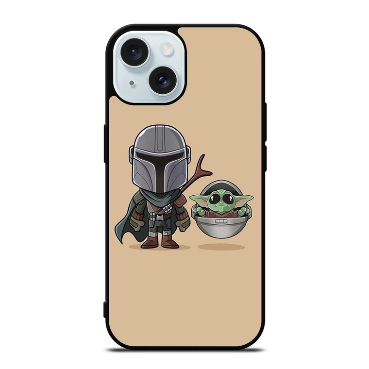 BABY YODA AND MANDALORIAN STAR WARS CUTE iPhone 15 Case Cover