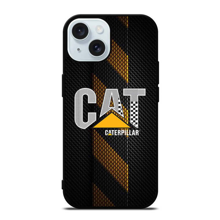 CATERPILLAR TRACTOR LOGO YELLOW METAL TRIPE iPhone 15 Case Cover