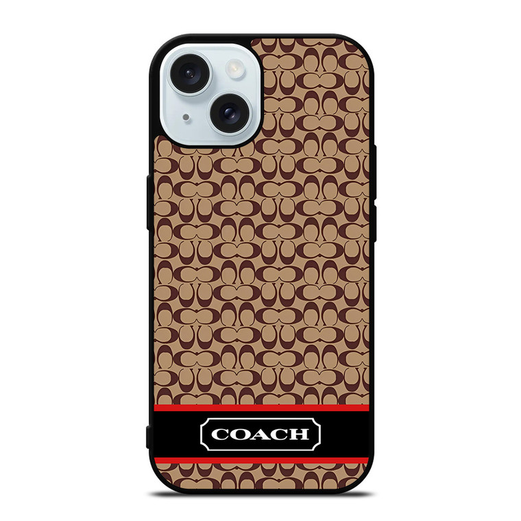 COACH NEW YORK BROWNLOGO PATTERN iPhone 15 Case Cover
