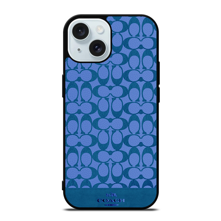 COACH NEW YORK LOGO PATTERN BLUE EMBLEM iPhone 15 Case Cover