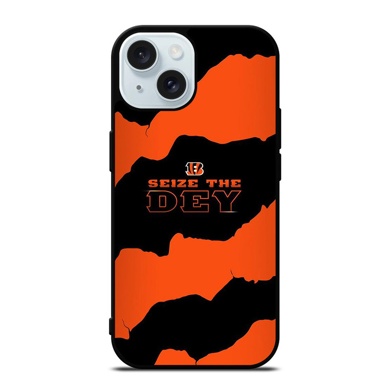 SEIZE THE DEY CINCINNATI BENGALS LOGO FOOTBALL TEAM iPhone 15 Case Cover