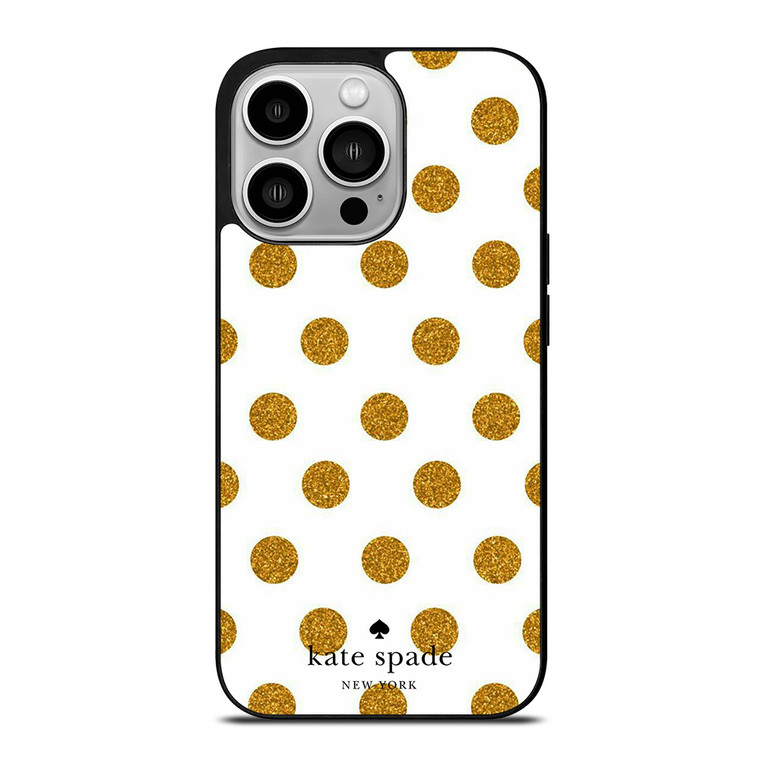 KATE SPADE NEW YORK LOGO GOLDEN POLKADOTS iPhone 14 Pro Case Cover