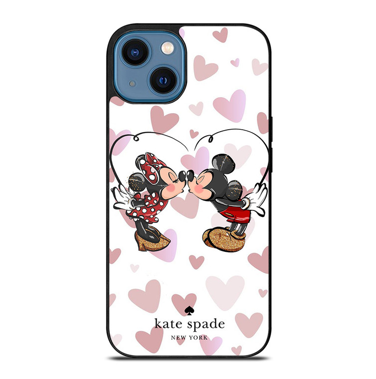 KATE SPADE NEW YORK LOGO MICKEY MINNEY MOUSE DISNEY KISS iPhone 14 Case Cover