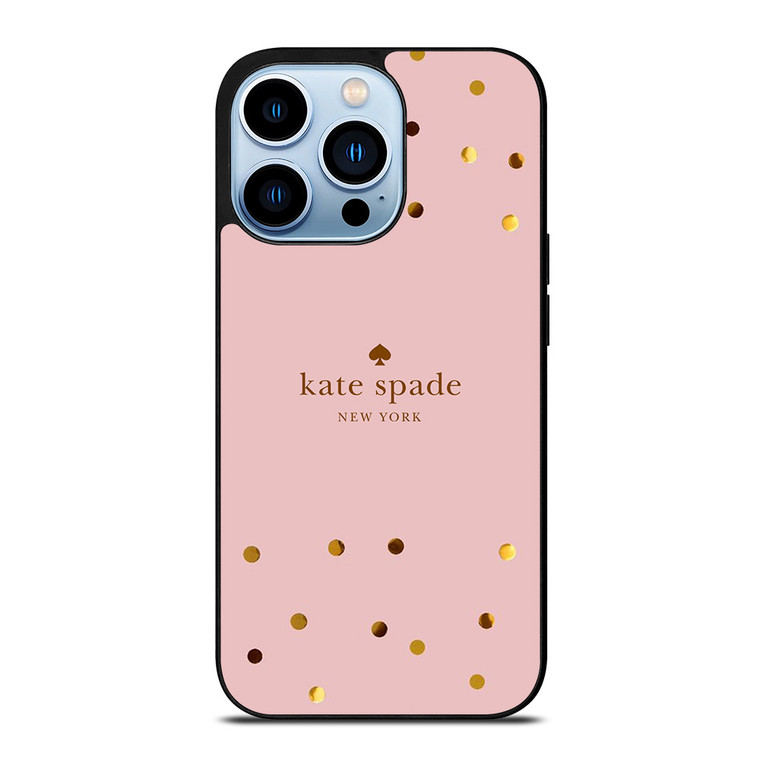 KATE SPADE NEW YORK LOGO PINK GOLDEN POLKADOTS iPhone 13 Pro Max Case Cover