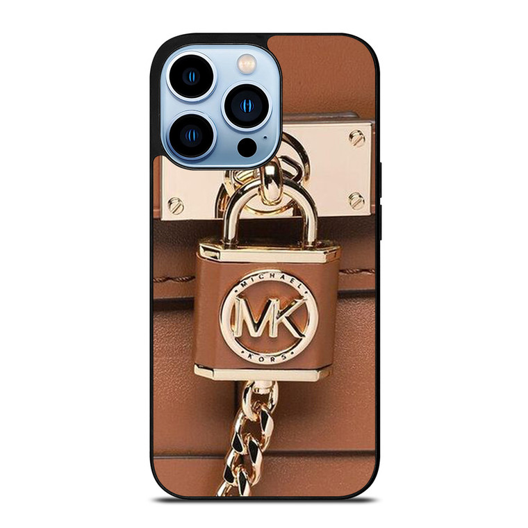 MICHAEL KORS LOGO MK PADLOCK BROWN iPhone 13 Pro Max Case Cover