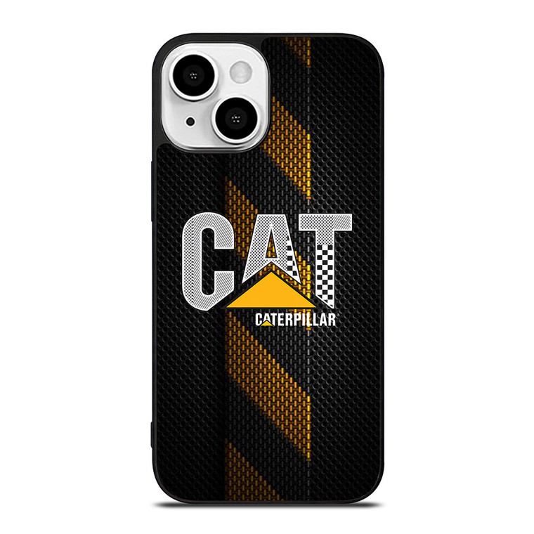 CATERPILLAR TRACTOR LOGO YELLOW METAL TRIPE iPhone 13 Mini Case Cover