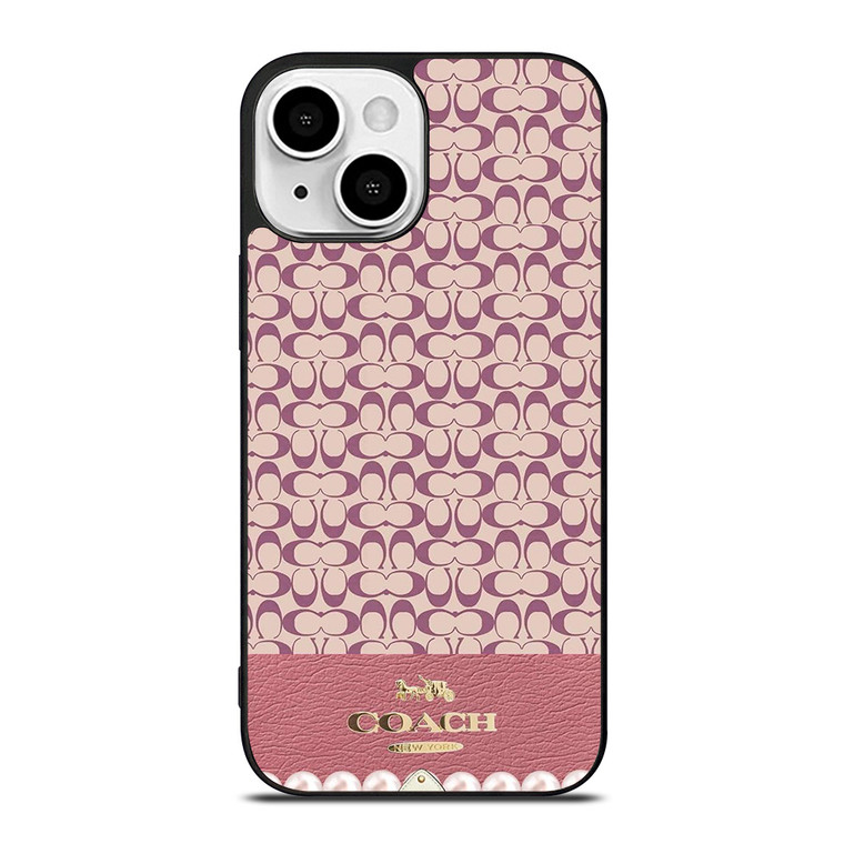 COACH NEW YORK LOGO PINK EMBLEM PATTERN iPhone 13 Mini Case Cover