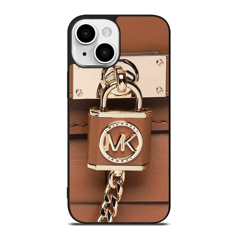 MICHAEL KORS LOGO MK PADLOCK BROWN iPhone 13 Mini Case Cover