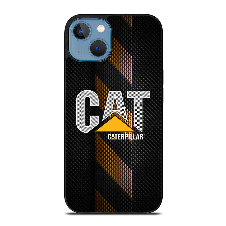 CATERPILLAR TRACTOR LOGO YELLOW METAL TRIPE iPhone 13 Case Cover