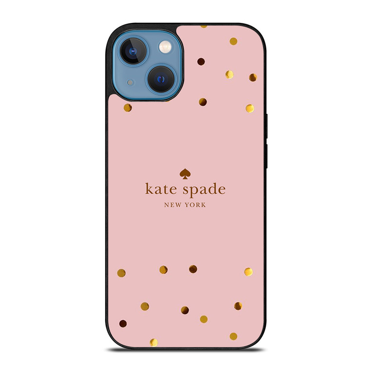 KATE SPADE NEW YORK LOGO PINK GOLDEN POLKADOTS iPhone 13 Case Cover
