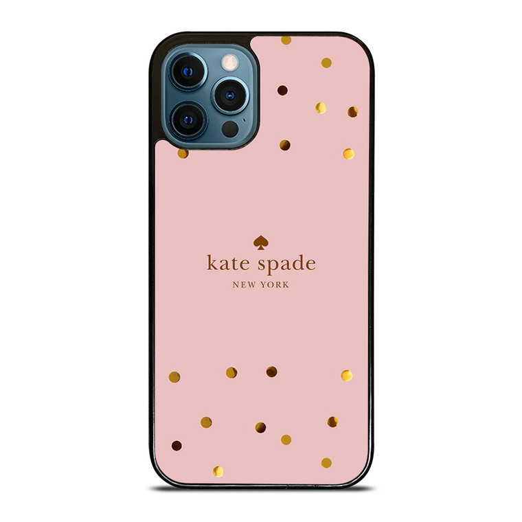 KATE SPADE NEW YORK LOGO PINK GOLDEN POLKADOTS iPhone 12 Pro Max Case Cover