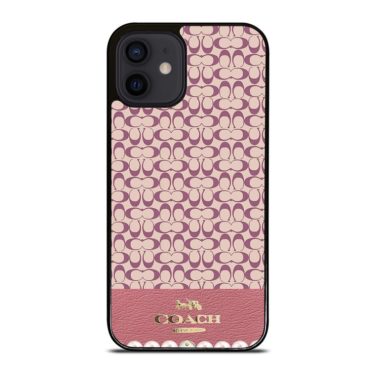 COACH NEW YORK LOGO PINK EMBLEM PATTERN iPhone 12 Mini Case Cover