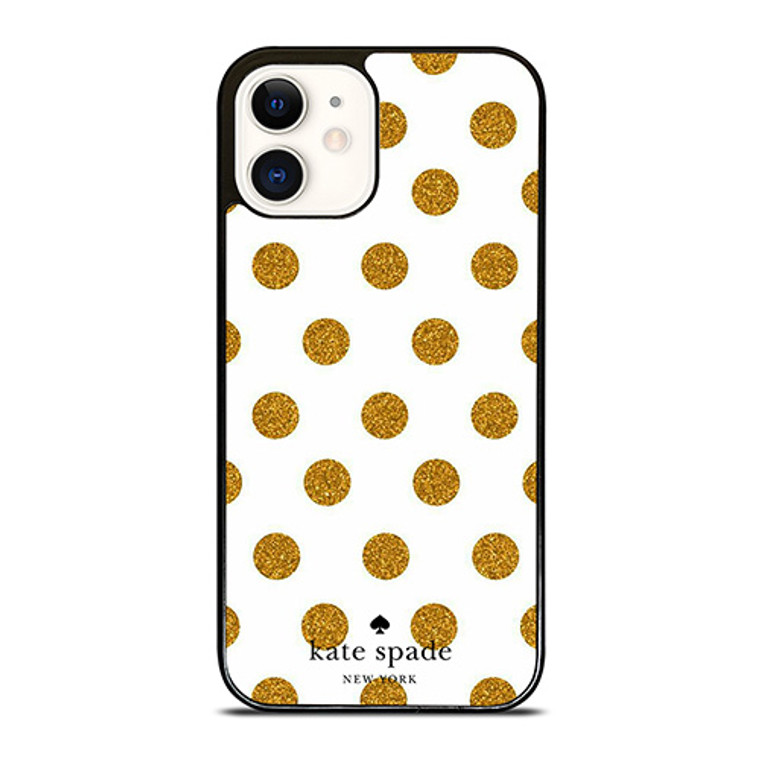 KATE SPADE NEW YORK LOGO GOLDEN POLKADOTS iPhone 12 Case Cover