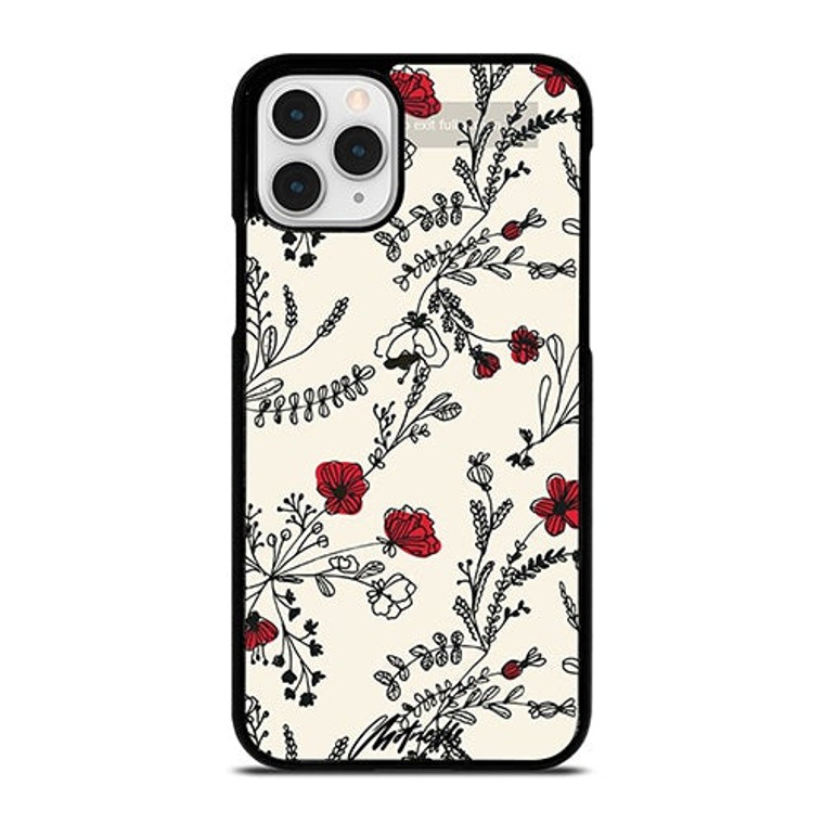 HAND DRAWING RED FLOWER PATTERN iPhone 11 Pro Case Cover