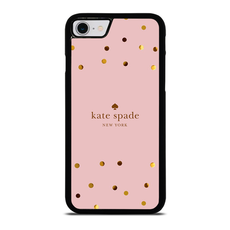 KATE SPADE NEW YORK LOGO PINK GOLDEN POLKADOTS iPhone SE 2022 Case Cover