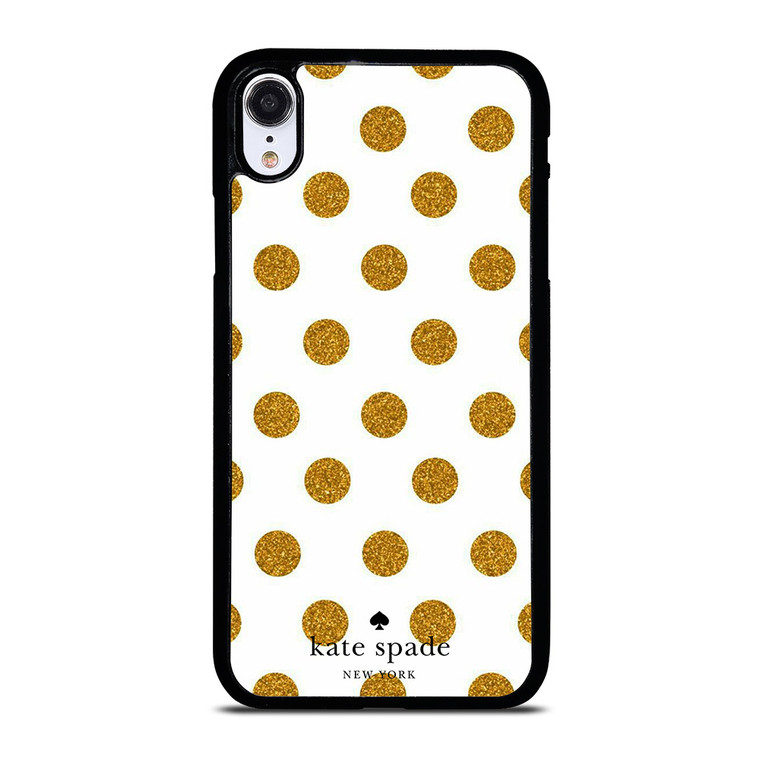 KATE SPADE NEW YORK LOGO GOLDEN POLKADOTS iPhone XR Case Cover