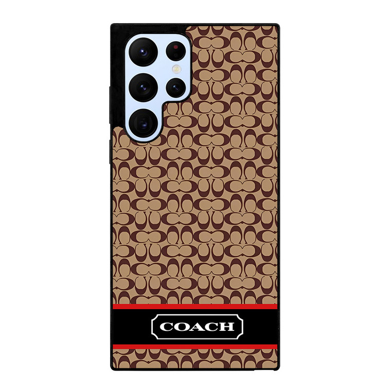 COACH NEW YORK BROWNLOGO PATTERN Samsung Galaxy S22 Ultra Case Cover