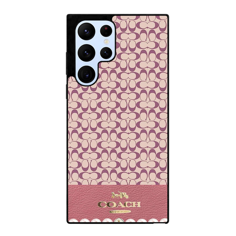 COACH NEW YORK LOGO PINK EMBLEM PATTERN Samsung Galaxy S22 Ultra Case Cover