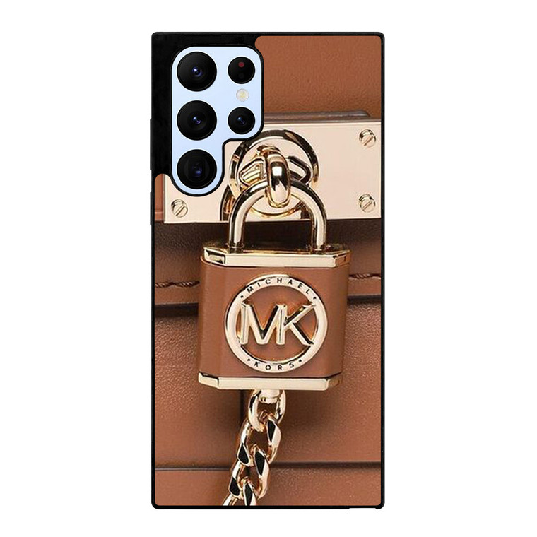 MICHAEL KORS LOGO MK PADLOCK BROWN Samsung Galaxy S22 Ultra Case Cover