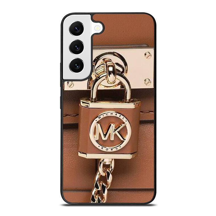 MICHAEL KORS LOGO MK PADLOCK BROWN Samsung Galaxy S22 Case Cover