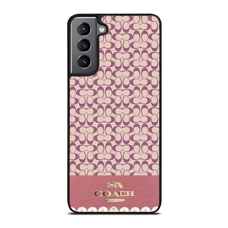 COACH NEW YORK LOGO PINK EMBLEM PATTERN Samsung Galaxy S21 Plus Case Cover