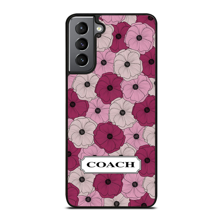 COACH NEW YORK LOGO PURPLE FLOWER Samsung Galaxy S21 Plus Case Cover