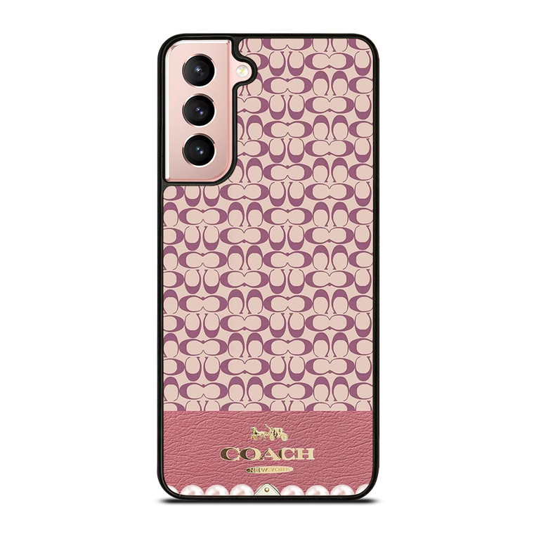COACH NEW YORK LOGO PINK EMBLEM PATTERN Samsung Galaxy S21 Case Cover