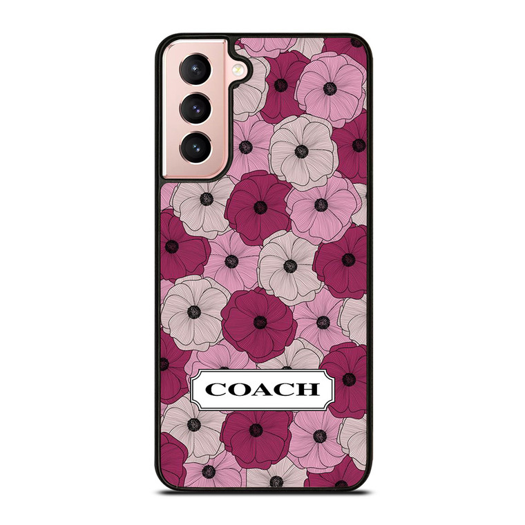 COACH NEW YORK LOGO PURPLE FLOWER Samsung Galaxy S21 Case Cover