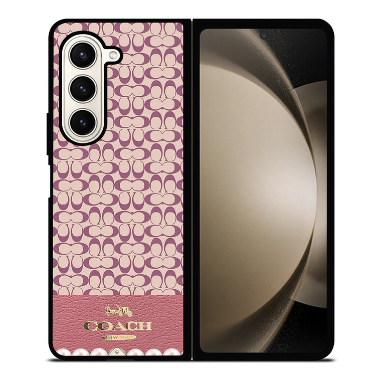COACH NEW YORK LOGO PINK EMBLEM PATTERN Samsung Galaxy Z Fold 5 Case Cover