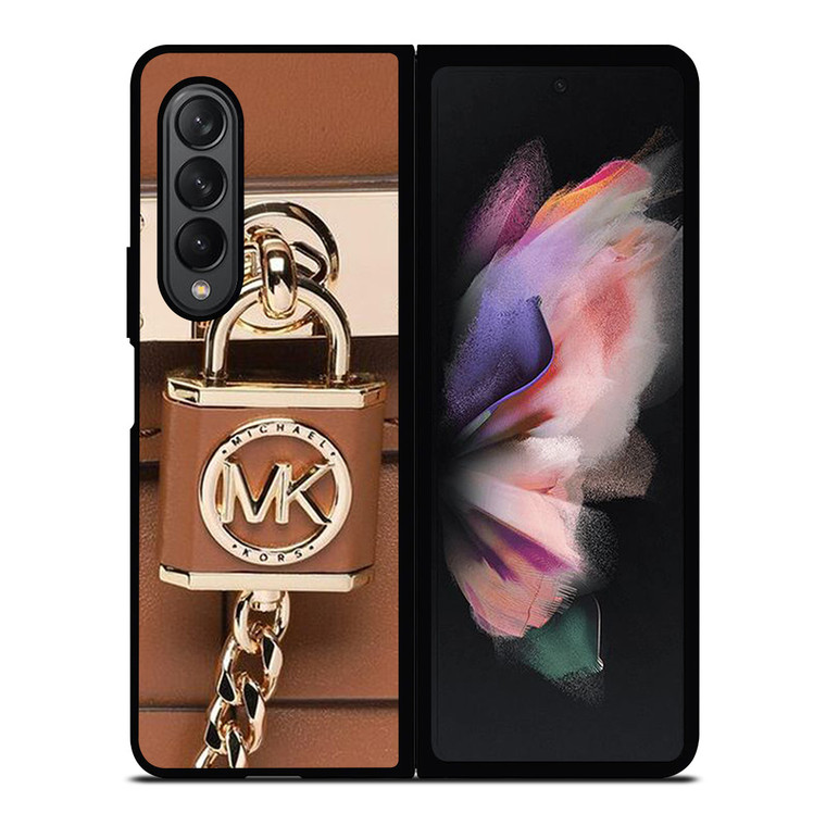 MICHAEL KORS LOGO MK PADLOCK BROWN Samsung Galaxy Z Fold 3 Case Cover
