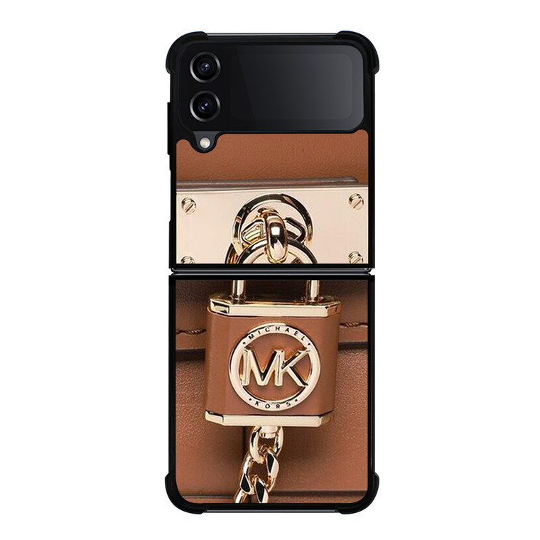 MICHAEL KORS LOGO MK PADLOCK BROWN Samsung Galaxy Z Flip 4 Case Cover